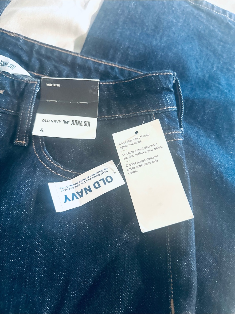 Rare!! Anna Sui Jeans NEW Bootcut Mid Rise Dark Blue Size 4 - Picture 7 of 10